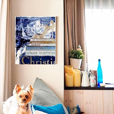 Wynwood Studio Fashion and Glam Wall Art Canvas Prints Whats On My Mind Navy Custom Home Dcor 20 x 30 Blue Gold
