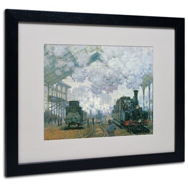 Trademark Fine Art Gare SaintLazare Arrival of a Train by Claude Monet Canvas Wall Artwork Black Frame 16 by 20Inch