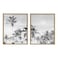 Kate and Laurel Sylvie Coastal Coconut Palm Tree Beach Framed Canvas Wall Art Set by The Creative Bunch Studio 2 Piece 18x24 Natural Chic Coastal Art for Wall