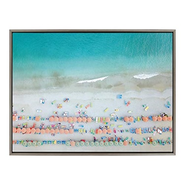 Kate and Laurel Sylvie Monterosso 6 Framed Canvas Wall Art by Rachel Dowd 28x38 Gray Coastal Beach Art for Wall