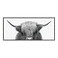 Kate and Laurel Sylvie Hey Dude Highland Cow Framed Canvas Wall Art by The Creative Bunch Studio 18x40 Gray Rustic Cow Art for Wall