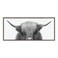 Kate and Laurel Sylvie Hey Dude Highland Cow Framed Canvas Wall Art by The Creative Bunch Studio 18x40 Gray Rustic Cow Art for Wall