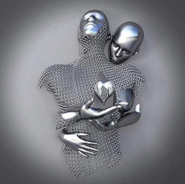ZMURED 3D Wall Art Decor Artwork Figure Statue Modern Art Canvas PaintingLarge Wall Art for Bathroom Bedroom Decoration Hold Gray Heart
