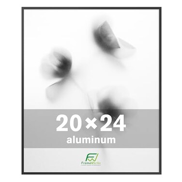 FrameWorks 20x24 Brushed Aluminum Poster Frames Modern Brushed Metal Design wShatterproof Plexiglass Perfect for Posters Artwork Paintings Wall Displays Home or Office Decor Black 1 Pack