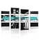 1 KINGO Modern Abstract Canvas Wall Art Black Teal Wall Decor Grey White Decoration for Home Office 4 Panels Poster Framed Print for Living Room Bedroom