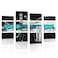 1 KINGO Modern Abstract Canvas Wall Art Black Teal Wall Decor Grey White Decoration for Home Office 4 Panels Poster Framed Print for Living Room Bedroom
