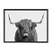 Kate and Laurel Sylvie BW Highland Cow No 1 Portrait Framed Canvas Wall Art by Amy Peterson Art Studio 18x24 Gray Rustic Animal Art for Wall