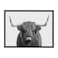 Kate and Laurel Sylvie BW Highland Cow No 1 Portrait Framed Canvas Wall Art by Amy Peterson Art Studio 18x24 Gray Rustic Animal Art for Wall