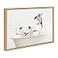 Kate and Laurel Sylvie Penguins In Bubble Bath Neutral Style Framed Canvas Wall Art by Amy Peterson Art Studio 18x24 Natural Adorable Animal Art Home Dcor