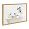 Kate and Laurel Sylvie Penguins In Bubble Bath Neutral Style Framed Canvas Wall Art by Amy Peterson Art Studio 18x24 Natural Adorable Animal Art Home Dcor