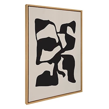 Kate and Laurel Sylvie Distorted Shapes of Black and Tan Framed Canvas Wall Art by The Creative Bunch Studio 28x38 Natural Contemporary Abstract Bold Art for Wall