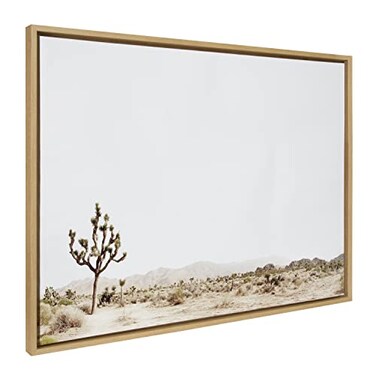 Kate and Laurel Sylvie Lone Joshua Tree Framed Canvas Wall Art by Amy Peterson Art Studio