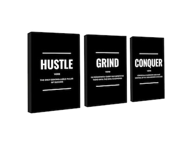 Throwback Traits Black and White Motivational Canvas Wall Art Set of 3 Framed GalleryWrapped Prints for Office Bedroom Living Room Hustle Grind Discipline ThrowbackTraits