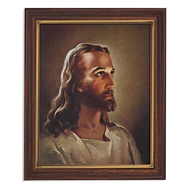Gerffert Christian Wall Art in Mahogany Toned Wood Frame 10 x 125Inch Sallman The Head of Christ
