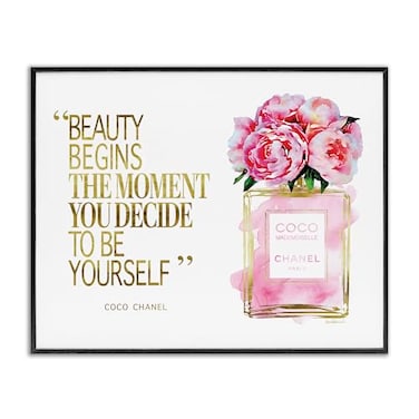 Stupell Industries Fashion Designer Perfume Gold Pink Watercolor Inspirational Word Framed Wall Art 11x14 MultiColor
