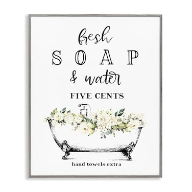 Stupell Industries Fresh Soap Water Bath Tub Framed Giclee Art Gray 11 x 14 Inches Easy to Hang and Sturdy Made in USA by Lettered and Lined