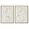 Kate and Laurel Sylvie Modern Circles and Going in Circles Framed Linen Textured Canvas Wall Art by Teju Reval Set of 2 18x24 Natural Beautiful Abstract Wall Decor