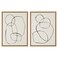 Kate and Laurel Sylvie Modern Circles and Going in Circles Framed Linen Textured Canvas Wall Art by Teju Reval Set of 2 18x24 Natural Beautiful Abstract Wall Decor