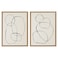 Kate and Laurel Sylvie Modern Circles and Going in Circles Framed Linen Textured Canvas Wall Art by Teju Reval Set of 2 18x24 Natural Beautiful Abstract Wall Decor