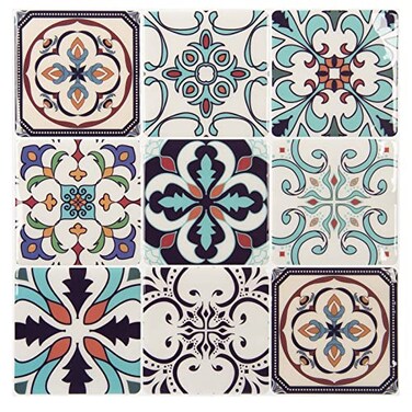 LONGKING Peel and Stick Backsplash Tile Stickers Maximum Blue Green Tile for Kitchen Stick on Wall Tiles 10 Sheets