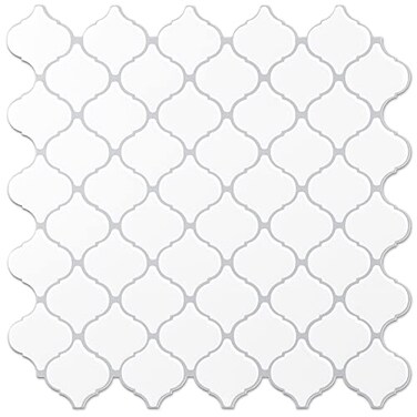 STICKGOO Arabesque Peel and Stick Backsplash 12X12 Vinyl Backsplash Tile for Kitchen Peel and Stick Self Adhesive Wall Tile Stick on Tiles Thicker Design White