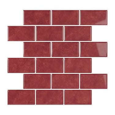 VEELIKE Red Peel and Stick Backsplash Waterproof Subway Kitchen Backsplash Red Peel and Stick Tile 6 Sheets Removable Renter Friendly Backsplash Stick on Tiles for Kitchen Wall Bathroom 12x12