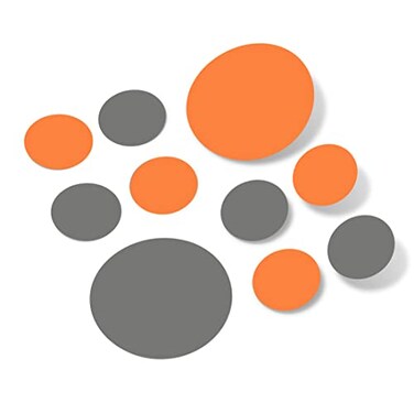 DecalVenue.com Orange Grey Vinyl Wall Decals 30 Decals Polka Dots Stickers Removable Adhesive Safe on Smooth or Textured Walls Round Circles Bathroom Kids Room Birthday Gift Nursery Decor Peel and Sti