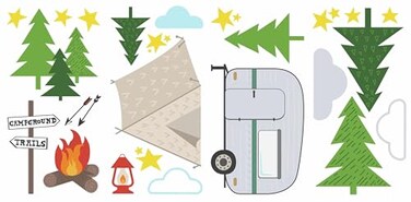 RoomMates RMK3642SCS Camping Peel and Stick Wall Decals