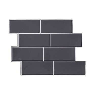 GRIPRO Peel and Stick Backsplash Wall Tile for Kitchen Backsplash 11x11 3D Adhesive Backsplash Tile for Kitchen Bathroom 3D Wall Panels 4 Sheets Dark Grey