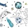 Tempaper Kids White Galaxy Designer Removable Peel and Stick Borders and Stripes
