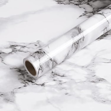 Caltero Marble Contact Paper 157 x 236 Black White Grey Marble Peel and Stick Glossy Wallpaper for Countertop Kitchen Cabinets Bathroom