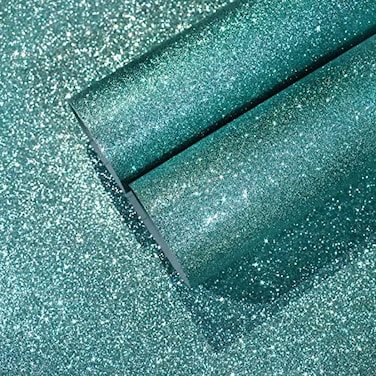 CHIHUT 157x100 Peel and Stick Light Blue Glitter Wallpaper Roll Sparkly Glitter Wall Covering Removable Self Adhesive Shimmer Glitter Contact Paper Fabric Wallpaper for Bedroom Walls Cabinets
