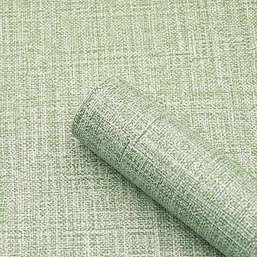 H2MTOOL Grasscloth Wallpaper Green Textured Removable Self Adhesive Peel and Stick Wallpaper for Room Cabinet Countertops Decor 177 x 787 Green Grasscloth