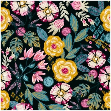 HAOKHOME Peel and Stick Floral Wallpaper Boho BlackYellowFuchsiaGreen Removable Wall Paper for Bathroom Decor 173in x 98ft