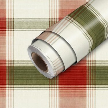 HOMETITUTE Plaid Tartan Wallpaper Peel and Stick Contact Paper Wall Paper Stick 177 x 1181 Self Adhesive Removable Vinyl Wall Covering Bedroom Kitchen Bathroom Home Decor