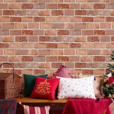 JiffDiff Brick Wallpaper Peel and Stick Removable Vintage Self Adhesive Wallpaper Renter Friendly Textured Stick on Wallpaper Contact Paper 173 x 120 Red Brick