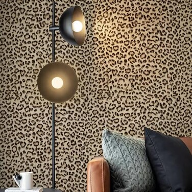 JiffDiff Leopard Print Peel and Stick Wallpaper Waterproof Removable Self Adhesive Textured Wall Paper Yellow Unique Funky Cheetah Contact Paper for Bedroom and Bathroom 800X173962 sq ft