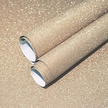 Kitico Glitter Champagne Peel and Stick Wallpaper Self Adhesive Contact Paper for DIY Decoration 177x787