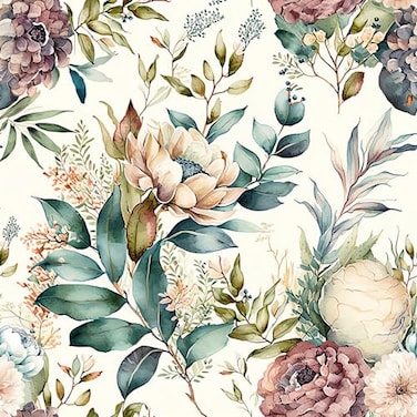 MuralPeel Boho Peony Floral White Pale Flowers Vintage Peel and Stick Wallpaper Self Adhesive Removable Easy Peel Off Stick on Wall Paper for Bedroom Cabinet Renter Friendly