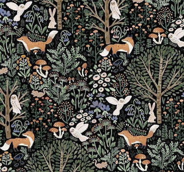 MuralPeel Fairy Forest Animals Mushroom Fox Owl Peel and Stick Wallpaper Self Adhesive Removable Easy Peel Off Stick on Wall Paper for Bedroom Cabinet Renter Friendly