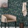 MuralPeel Vintage Blue Green Navy Leaf White Wildflower Plants Botanical Peel and Stick Wallpaper Easy Peel Off Self Adhesive Removable Stick on Wall Paper for Kitchen Renter Friendly