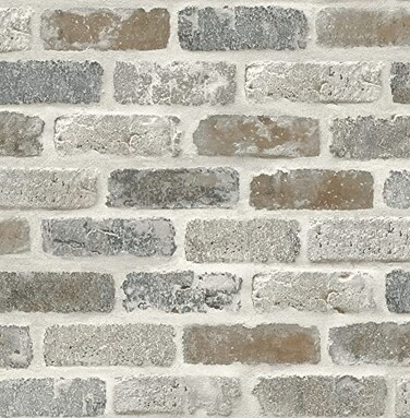 NextWall Washed Faux Brick Smooth Peel and Stick Wallpaper