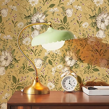Simon&amp;Siff SimonSiff Boho Wallpaper Peel and Stick Floral Daisy Wallpaper Yellow Peel and Stick Wall Paper 79x173