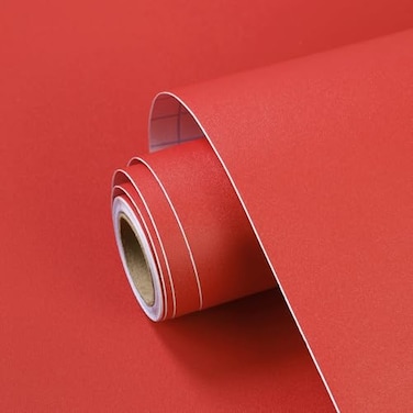 SOON AFTER Red Peel and Stick Wallpaper Solid Red Contact Paper Matte Self Adhesive Waterproof Vinyl Roll for Wall CoveringsCabinetsCountertopsBedroomKitchen 157x118