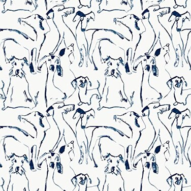 Surface Style Dog Doodle Peel and Stick Wallpaper WhiteBlue