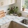 TANONE White Marble Contact Paper for Countertops Waterproof Wallpaper Peel and Stick for Cabinets Removable Matte Gold White Marble Vinyl Wrap for Kitchen Bathroom Counter 178x 118
