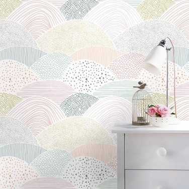 Toduso Peel and Stick Wallpaper DotLine Contact Paper Boho Wall Paper Pink Wallpaper 155x3937 Removable SelfAdhesive Room Decor Wall Covering Vinyl Rolls