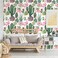 VEELIKE 177x354 Flamingo Cactus Peel and Stick Wallpaper Green Cacti Succulent Floral Wallpaper Removable Self Adhesive Wall Mural Decorative Contact Paper for Bathroom Nursery Decor Cabinets