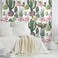 VEELIKE 177x354 Flamingo Cactus Peel and Stick Wallpaper Green Cacti Succulent Floral Wallpaper Removable Self Adhesive Wall Mural Decorative Contact Paper for Bathroom Nursery Decor Cabinets