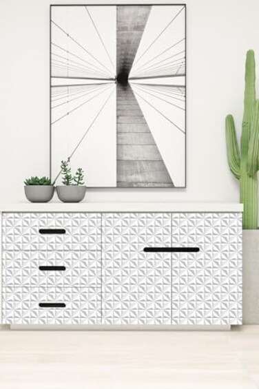 weiseni 3D Flat Visual Effect Wallpaper Peel and Stick 236x1968 White Diamond Wallpaper SelfAdhesive Removable Wallpaper Effect Contact Paper Grey White